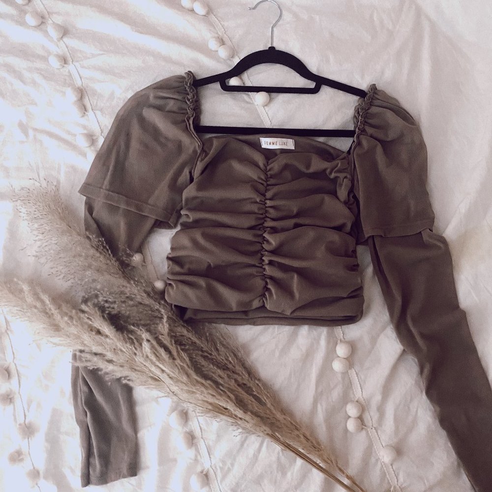 Mauve Puff Long Sleeve - with ruching